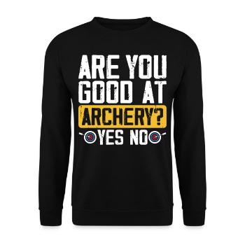 Are you good at archery? Yes No Fun Sports - Unisex Sweatshirt - black - Front - Alina (178cm) & Michal (187cm)