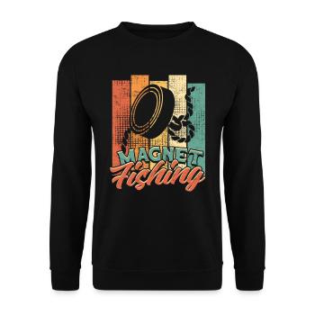 Magnetfischen Magnetangeln Metallfischen - Unisex Pullover - Schwarz - Vorne - Alina (178cm) & Michal (187cm)