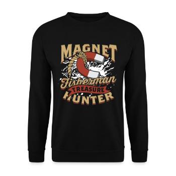 Magnetfischen Magnetangeln Metallfischen - Unisex Pullover - Schwarz - Vorne - Alina (178cm) & Michal (187cm)