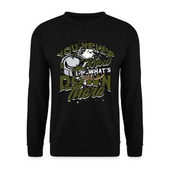 Magnetfischen Magnetangeln Metallfischen - Unisex Pullover - Schwarz - Vorne - Alina (178cm) & Michal (187cm)