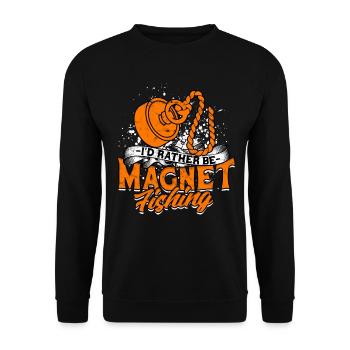Magnetangeln Magnetfischen Metallfischen - Unisex Pullover - Schwarz - Vorne - Alina (178cm) & Michal (187cm)
