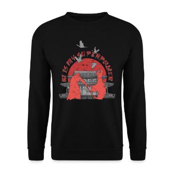 Aikido Aikidoka Ki Is My Superpower - Unisex Pullover - Schwarz - Vorne - Alina (178cm) & Michal (187cm)