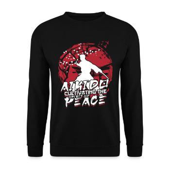 Aikido Cultivating The Spirit Of Peace - Unisex Sweatshirt - black - Front - Alina (178cm) & Michal (187cm)