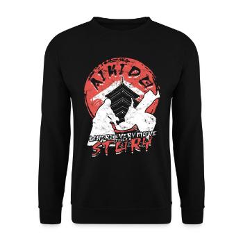 Aikido Where Every Move Tells A Story - Unisex Pullover - Schwarz - Vorne - Alina (178cm) & Michal (187cm)