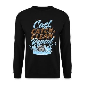 Magnetfischen Magnetangeln - Unisex Pullover - Schwarz - Vorne - Alina (178cm) & Michal (187cm)