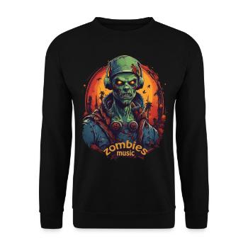 ZOMBIE DJ LISTINING TO MUSIC, HALLOWEEN HORROR - Unisex Sweatshirt - black - Front - Alina (178cm) & Michal (187cm)