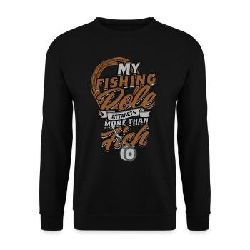 Magnetfischen Magnetangeln Metallfischen - Unisex Pullover - Schwarz - Vorne - Alina (178cm) & Michal (187cm)