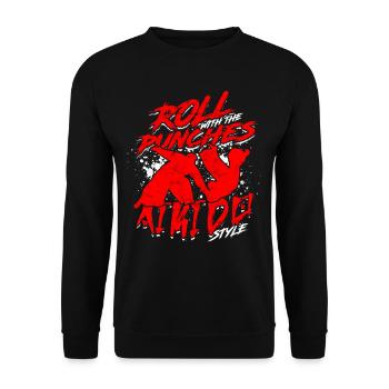 Aikidoka Roll With The Punches Aikido Style - Unisex Sweatshirt - black - Front - Alina (178cm) & Michal (187cm)