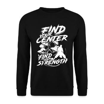 Aikido Find Your Center Find Your Strength - Unisex Sweatshirt - black - Front - Alina (178cm) & Michal (187cm)