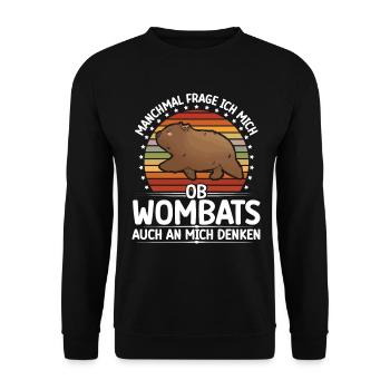 Wombat denkt an mich Beuteltier Wombat - Unisex Pullover - Schwarz - Vorne - Alina (178cm) & Michal (187cm)