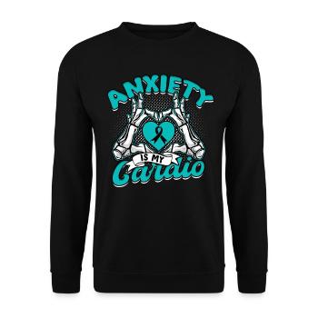 Trouble anxieux L’anxiété est mon cardio - Sweat-shirt Unisexe - noir - Devant - Alina (178cm) & Michal (187cm)