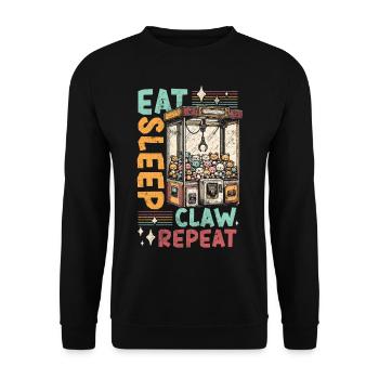 Claw Machine Kraller Eat Sleep Claw Repeat - Unisex Sweatshirt - black - Front - Alina (178cm) & Michal (187cm)