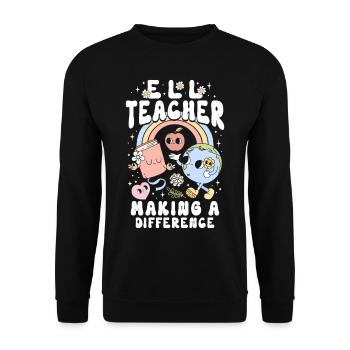 Englischlehrer Englischlehrerin Nachhilfelehrer - Unisex Pullover - Schwarz - Vorne - Alina (178cm) & Michal (187cm)