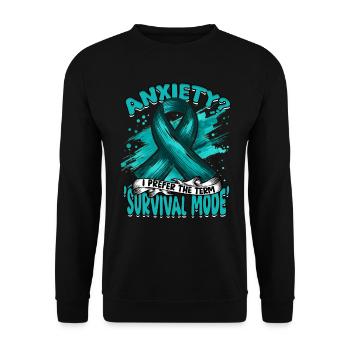 Trouble anxieux Anxiété ? Je préfère le mode Suvival à terme - Sweat-shirt Unisexe - noir - Devant - Alina (178cm) & Michal (187cm)