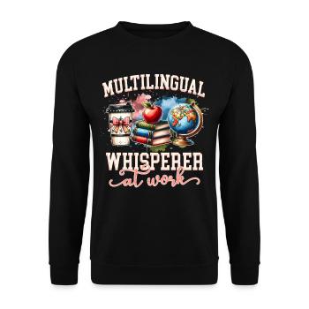 Englischlehrer Englischlehrerin Multilingual - Unisex Pullover - Schwarz - Vorne - Alina (178cm) & Michal (187cm)