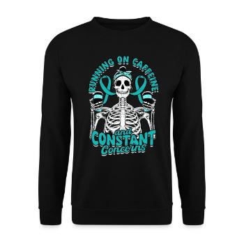 Anxiety Disorder Runnin On Caffeine Constant Concerns - Unisex Sweatshirt - black - Front - Alina (178cm) & Michal (187cm)