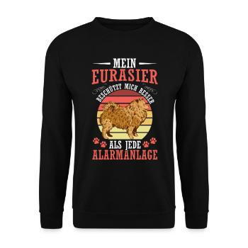 Eurasian protects me Eurasian Spitz - Unisex Sweatshirt - black - Front - Alina (178cm) & Michal (187cm)