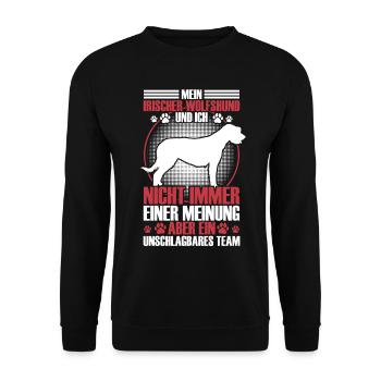 Irischer Wolfshund ist unschlagbar - Unisex Pullover - Schwarz - Vorne - Alina (178cm) & Michal (187cm)