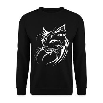 Cat Silhouette Outline Drawing Lineart Art - Unisex Sweatshirt - black - Front - Alina (178cm) & Michal (187cm)