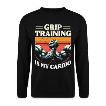 L’entraînement au bras de fer, c’est mon cardio - Sweat-shirt Unisexe - noir - Devant - Alina (178cm) & Michal (187cm)