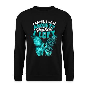 Trouble anxieux Je suis venu, j’ai vu, l’anxiété a atteint son paroxysme, je suis parti - Sweat-shirt Unisexe - noir - Devant - Alina (178cm) & Michal (187cm)