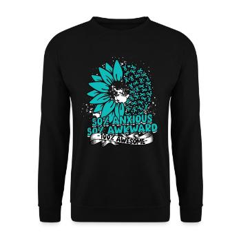 Trouble anxieux 50 % Anxieux 50 % Maladroit 100 % Génial - Sweat-shirt Unisexe - noir - Devant - Alina (178cm) & Michal (187cm)