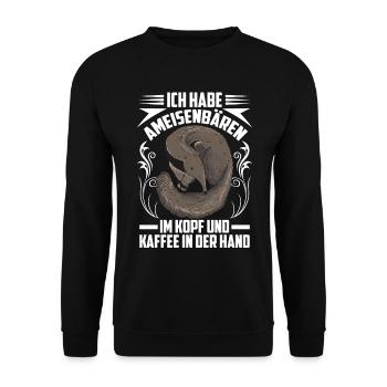 Fourmilier dans la tête Ours mangeur de fourmis - Sweat-shirt Unisexe - noir - Devant - Alina (178cm) & Michal (187cm)
