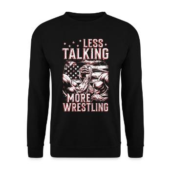 Armdrücken Less Talking More Wrestling - Unisex Pullover - Schwarz - Vorne - Alina (178cm) & Michal (187cm)