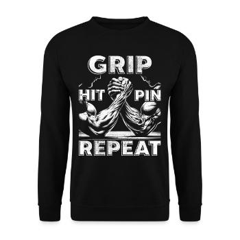 Bras de fer Bras de fer Hit Pin Repeat - Sweat-shirt Unisexe - noir - Devant - Alina (178cm) & Michal (187cm)