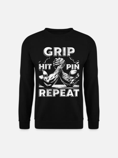 Armdrücken Armwrestling Hit Pin Repeat - Unisex Pullover - Schwarz
