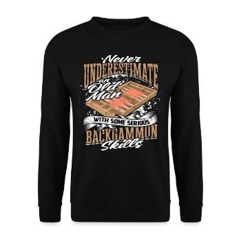 Ne sous-estimez jamais le backgammon d’un vieil homme - Sweat-shirt Unisexe - noir - Devant - Alina (178cm) & Michal (187cm)