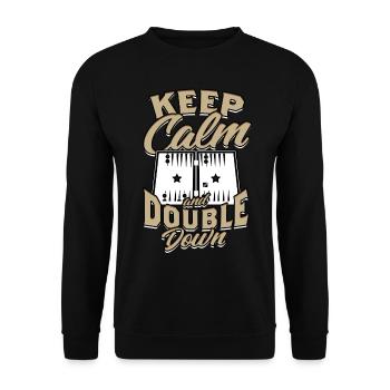 Backgammon Gardez votre calme et doublez la mise - Sweat-shirt Unisexe - noir - Devant - Alina (178cm) & Michal (187cm)
