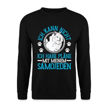 Pläne mit meinem Samojede Schlittenhund - Unisex Pullover - Schwarz - Vorne - Alina (178cm) & Michal (187cm)