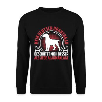 German wirehaired dog protects me better - Unisex Sweatshirt - black - Front - Alina (178cm) & Michal (187cm)
