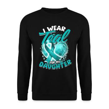 Trouble anxieux Je porte du bleu sarcelle pour ma fille - Sweat-shirt Unisexe - noir - Devant - Alina (178cm) & Michal (187cm)