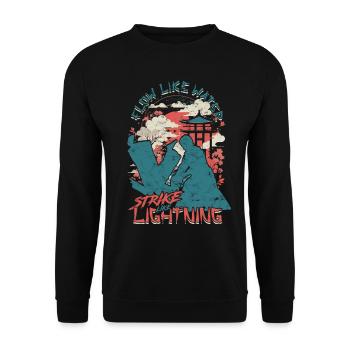 Aikido Flow Like Water Strike Like Lightning - Unisex Sweatshirt - black - Front - Alina (178cm) & Michal (187cm)
