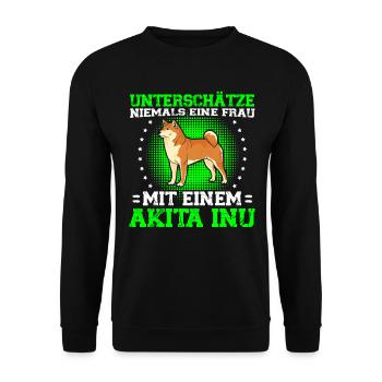 Akita Inu Femme japonaise avec Akita Inu - Sweat-shirt Unisexe - noir - Devant - Alina (178cm) & Michal (187cm)
