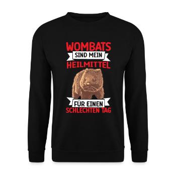 Wombat heilt mich Beuteltier Wombat - Unisex Pullover - Schwarz - Vorne - Alina (178cm) & Michal (187cm)