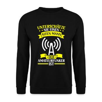 Opérateur radio amateur Vieil homme qui est un radioamateur - Sweat-shirt Unisexe - noir - Devant - Alina (178cm) & Michal (187cm)