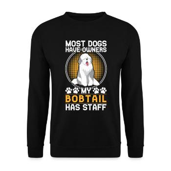 Bobtail has staff Old English Sheepdog - Unisex Sweatshirt - black - Front - Alina (178cm) & Michal (187cm)