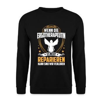 L’ergothérapeute ne répare pas l’ergothérapie - Sweat-shirt Unisexe - noir - Devant - Alina (178cm) & Michal (187cm)