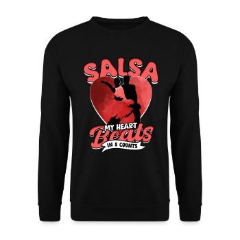 Salsa My Heart Beats In 8 Counts Salsero Salsera - Unisex Pullover - Schwarz - Vorne - Alina (178cm) & Michal (187cm)