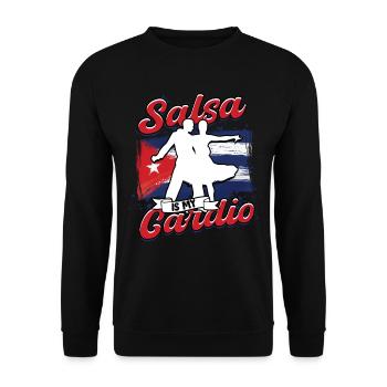 Salsa Is My Cardio Salsero Salsera - Unisex Pullover - Schwarz - Vorne - Alina (178cm) & Michal (187cm)