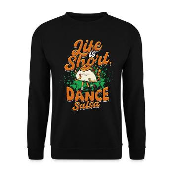 La vie est courte danse salsa salsero - Sweat-shirt Unisexe - noir - Devant - Alina (178cm) & Michal (187cm)