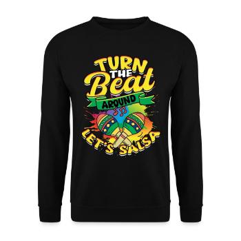 Turn The Beat Around Let's Salsa Salsero Salsera - Unisex Pullover - Schwarz - Vorne - Alina (178cm) & Michal (187cm)