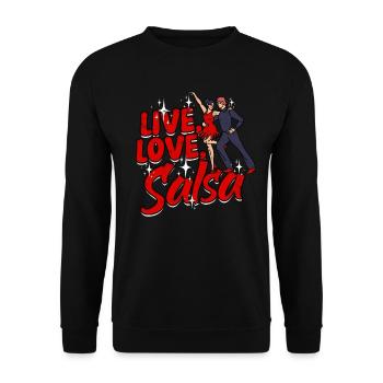 Live Love Salsa Salsero Salsera - Unisex Pullover - Schwarz - Vorne - Alina (178cm) & Michal (187cm)