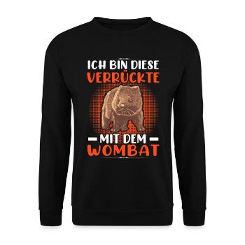 Crazy with Wombat Australia Marsupial - Unisex Sweatshirt - black - Front - Alina (178cm) & Michal (187cm)