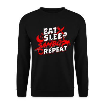 Eat Sleep Sambo Repeat - Unisex Sweatshirt - black - Front - Alina (178cm) & Michal (187cm)