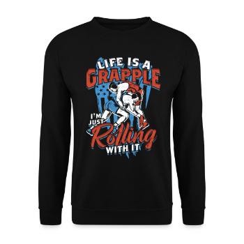 Sambo Life Is A Grapple I'm Just Rolling With It - Unisex Sweatshirt - black - Front - Alina (178cm) & Michal (187cm)