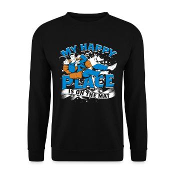 Sambo My Happy Place Is On The Mat - Unisex Sweatshirt - black - Front - Alina (178cm) & Michal (187cm)